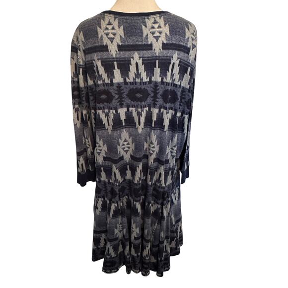 LRL Lauren Jeans Aztec Henley Dress Womens Size 2X Blue Western Boho Soft - Picture 4 of 6